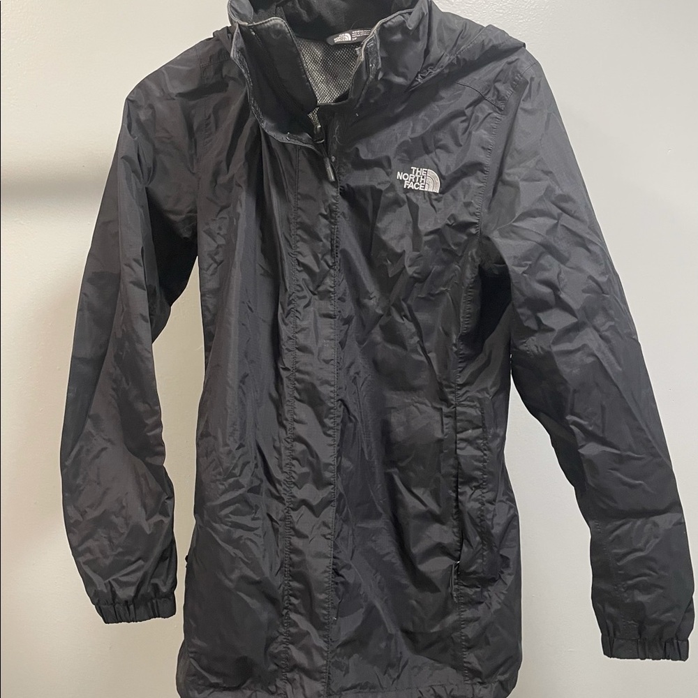 Black North Face rain jacket- no stains- no tears